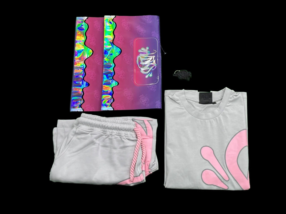 Syna World Short & Tshirt Set Pink/Grey
